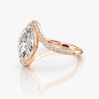 18K Solid Gold Marquise Bypass Pavé Lab Diamond Ring