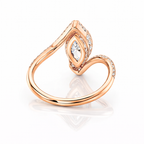 18K Solid Gold Marquise Bypass Pavé Lab Diamond Ring