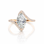 18K Solid Gold Marquise Bypass Pavé Lab Diamond Ring