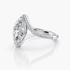 18K Solid Gold Marquise Bypass Pavé Lab Diamond Ring