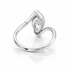18K Solid Gold Marquise Bypass Pavé Lab Diamond Ring