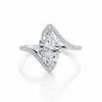 18K Solid Gold Marquise Bypass Pavé Lab Diamond Ring