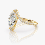 18K Solid Gold Marquise Bypass Pavé Lab Diamond Ring