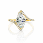 18K Solid Gold Marquise Bypass Pavé Lab Diamond Ring