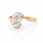 18K Solid Gold Oval Bypass Pavé Lab Diamond Ring
