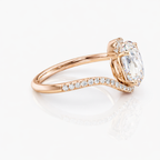 18K Solid Gold Oval Bypass Pavé Lab Diamond Ring
