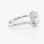 18K Solid Gold Oval Bypass Pavé Lab Diamond Ring