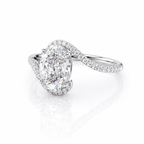 18K Solid Gold Oval Bypass Pavé Lab Diamond Ring