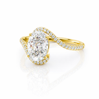 18K Solid Gold Oval Bypass Pavé Lab Diamond Ring