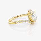 18K Solid Gold Oval Bypass Pavé Lab Diamond Ring