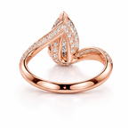 18K Solid Gold Pear Bypass Pavé Lab Diamond Ring
