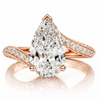 18K Solid Gold Pear Bypass Pavé Lab Diamond Ring