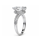 18K Solid Gold Pear Bypass Pavé Lab Diamond Ring
