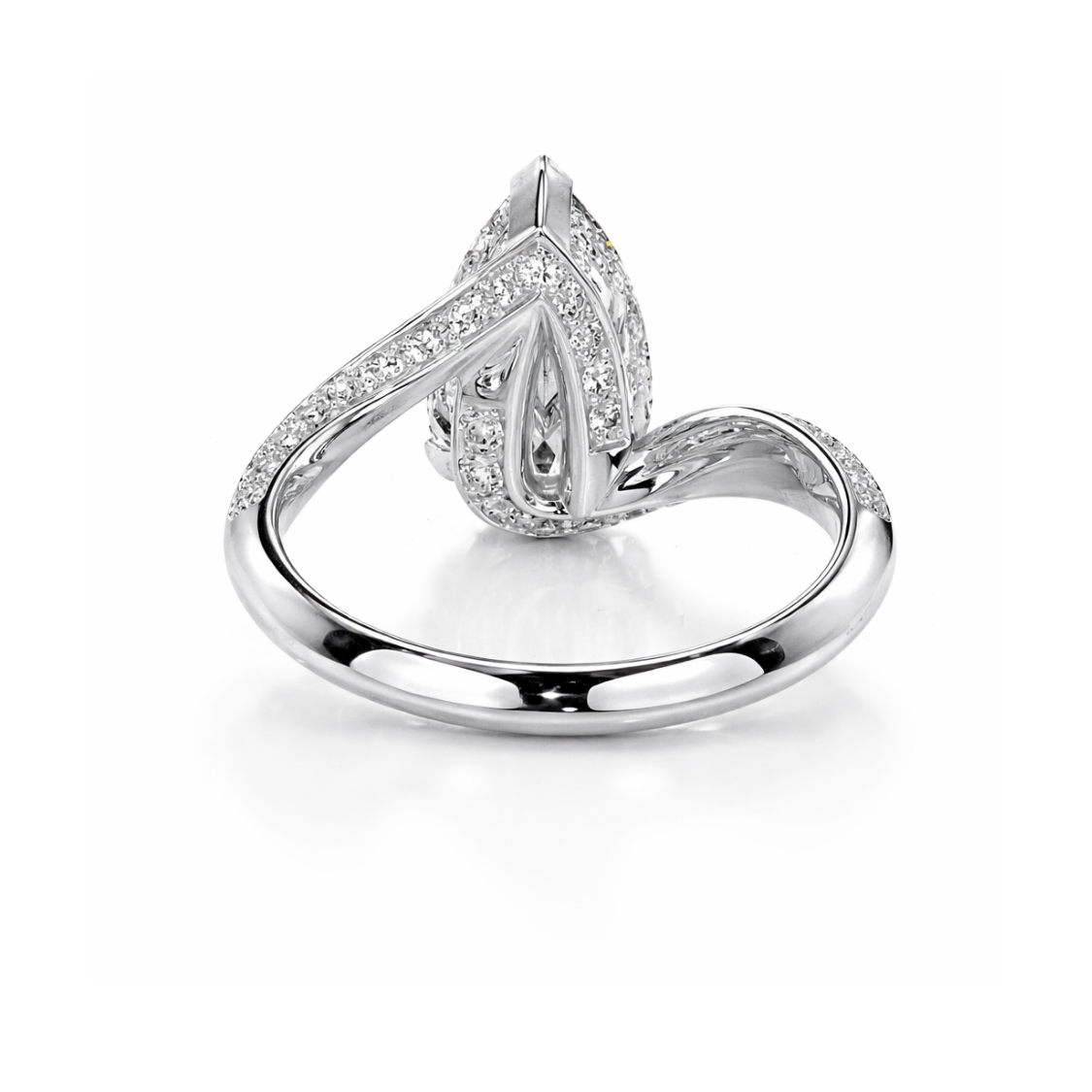 18K Solid Gold Pear Bypass Pavé Lab Diamond Ring