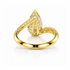 18K Solid Gold Pear Bypass Pavé Lab Diamond Ring