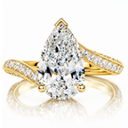 18K Solid Gold Pear Bypass Pavé Lab Diamond Ring