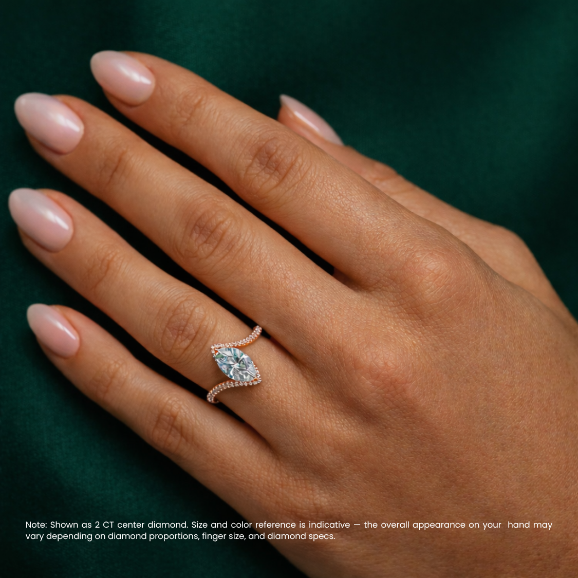 Bypass Pave Lab Diamond Engagement Ring in 18K Gold - Marquise