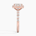 18K Solid Gold Carmelita Asscher Vintage Accent Lab Diamond Ring