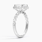 18K Solid Gold Carmelita Asscher Vintage Accent Lab Diamond Ring