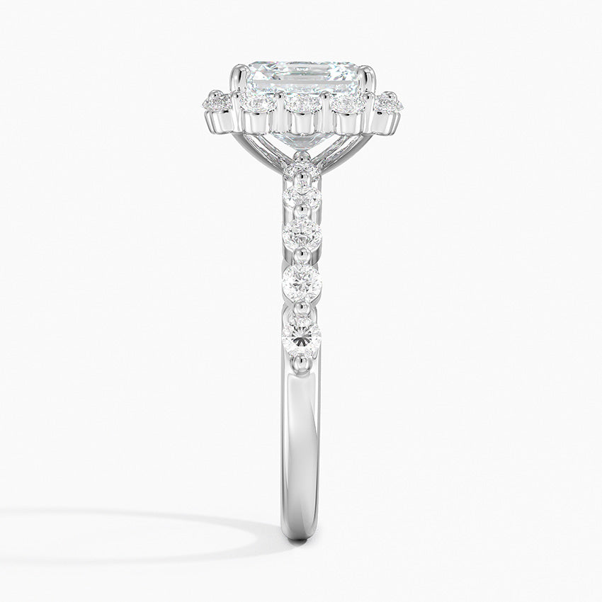 Carmelita Vintage Accents (Round Side Stones) Lab Diamond Ring in 18K Gold - Asscher