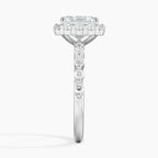 18K Solid Gold Carmelita Asscher Vintage Accent Lab Diamond Ring