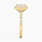 18K Solid Gold Carmelita Asscher Vintage Accent Lab Diamond Ring