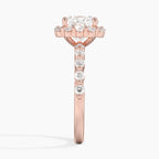 18K Solid Gold Carmelita Cushion Vintage Accent Lab Diamond Ring