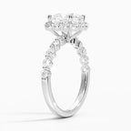 18K Solid Gold Carmelita Cushion Vintage Accent Lab Diamond Ring