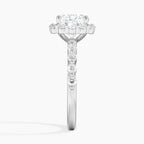 18K Solid Gold Carmelita Cushion Vintage Accent Lab Diamond Ring