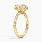 18K Solid Gold Carmelita Cushion Vintage Accent Lab Diamond Ring