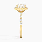 18K Solid Gold Carmelita Cushion Vintage Accent Lab Diamond Ring