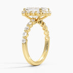 18K Solid Gold Carmelita Emerald Vintage Accent Lab Diamond Ring