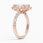 18K Solid Gold Carmelita Marquise Vintage Accent Lab Diamond Ring