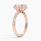 18K Solid Gold Carmelita Oval Vintage Accent Lab Diamond Ring