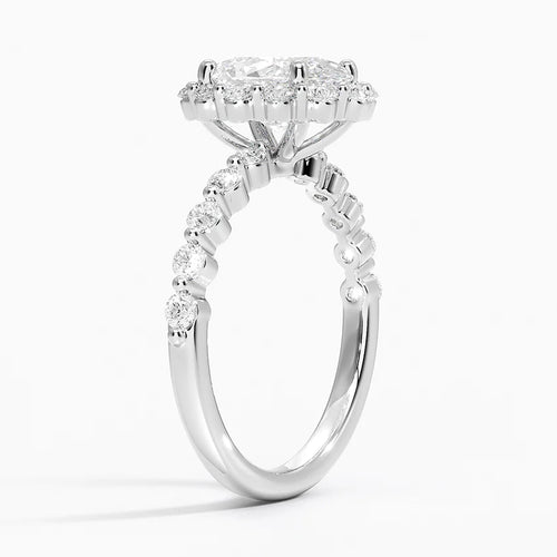 Carmelita Vintage Accents (Round Side Stones) Lab Diamond Ring in 18K Gold - Oval