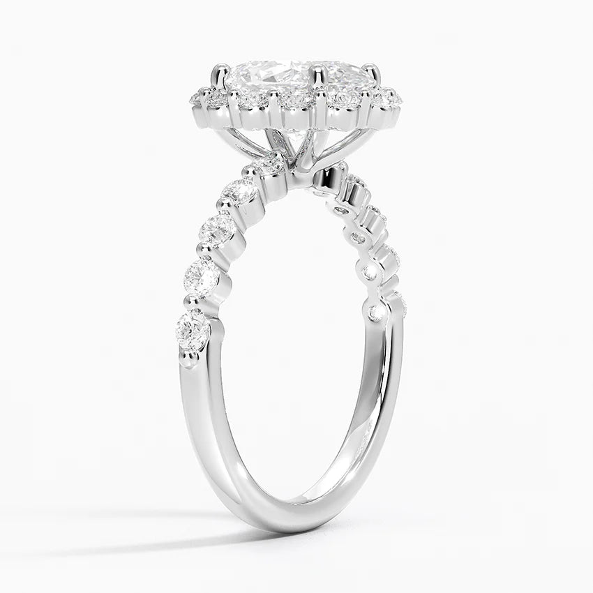 Carmelita Vintage Accents (Round Side Stones) Lab Diamond Ring in 18K Gold - Oval
