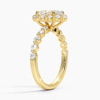 18K Solid Gold Carmelita Oval Vintage Accent Lab Diamond Ring