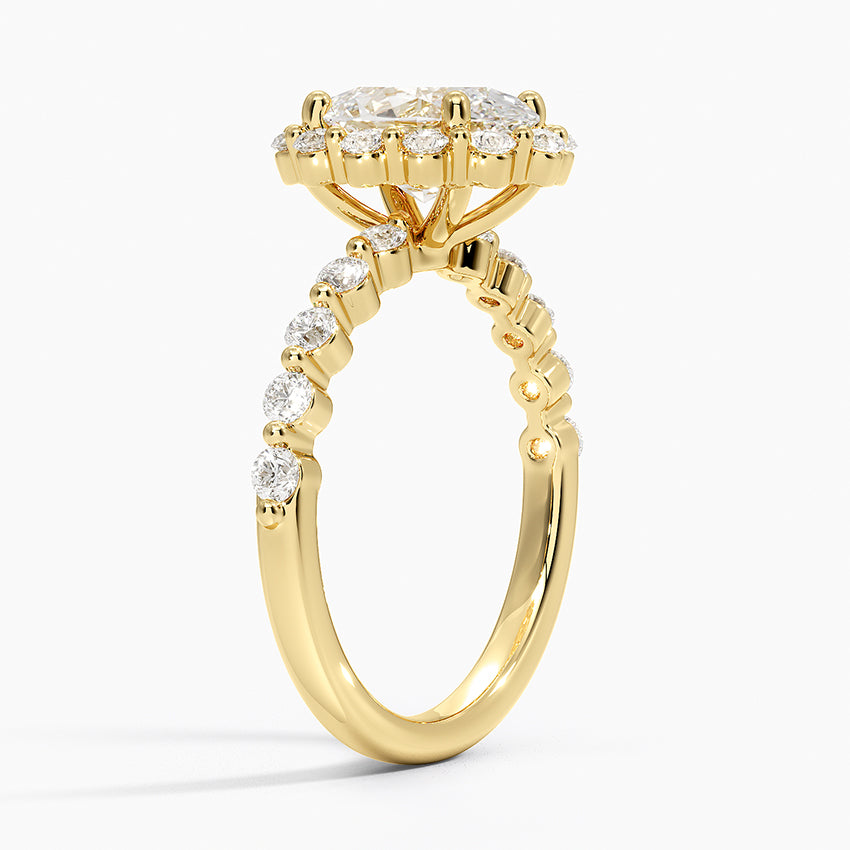 Carmelita Vintage Accents (Round Side Stones) Lab Diamond Ring in 18K Gold - Oval
