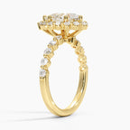 18K Solid Gold Carmelita Pear Vintage Accent Lab Diamond Ring