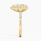 18K Solid Gold Carmelita Pear Vintage Accent Lab Diamond Ring