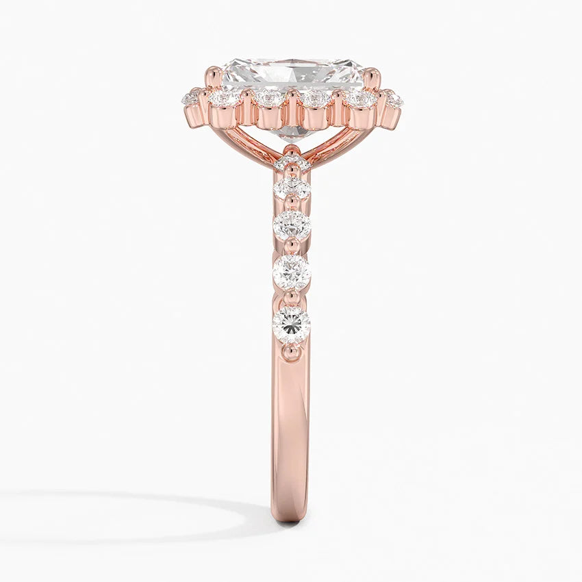 Carmelita Vintage Accents (Round Side Stones) Lab Diamond Ring in 18K Gold - Radiant