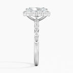 18K Solid Gold Carmelita Radiant Vintage Accent Lab Diamond Ring