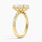 18K Solid Gold Carmelita Radiant Vintage Accent Lab Diamond Ring