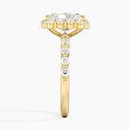 18K Solid Gold Carmelita Radiant Vintage Accent Lab Diamond Ring