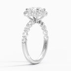 18K Solid Gold Carmelita Round Vintage Accent Lab Diamond Ring