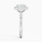 18K Solid Gold Carmelita Round Vintage Accent Lab Diamond Ring