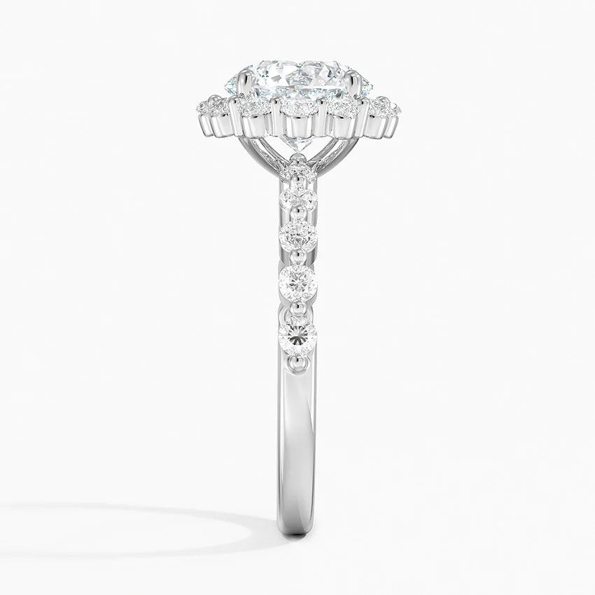Carmelita Vintage Accents (Round Side Stones) Lab Diamond Ring in 18K Gold - Round