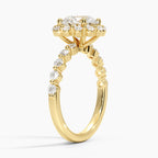 18K Solid Gold Carmelita Round Vintage Accent Lab Diamond Ring