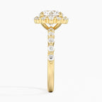 18K Solid Gold Carmelita Round Vintage Accent Lab Diamond Ring