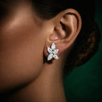Marquise Diamond Floral Cluster Necklace and Earrings Set⁠